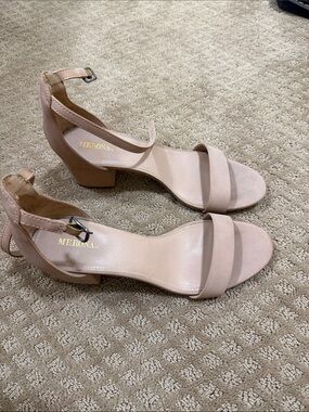Merona Nude Pink Block Heel Sandals with Ankle Strap